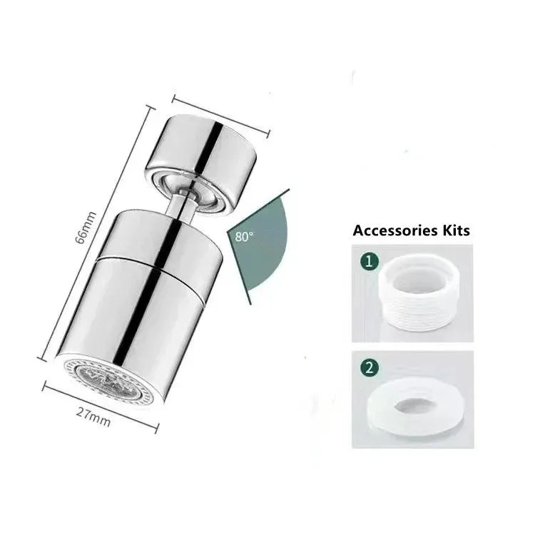 2-Mode Kitchen Faucet Spray Head - 360° Rotating Sink Aerator Nozzle with Adjustable Water Flow Filter & Splash Control