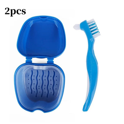 Dental Retainer Storage Case - 2-Piece Orthodontic Mouth Guard and Denture Organizer Box for Oral Care Accessories