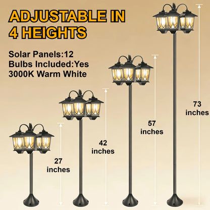73-Inch Solar Outdoor Light Pole – Dusk-to-Dawn, Metal Construction, Semi-Recessed Installation