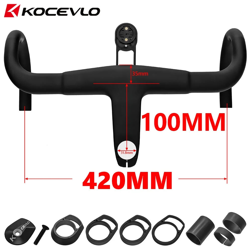 KOCEVLO H11 Carbon Road Bike Handlebar with Stem - Integrated Handlebar 370/390/400/420mm for 28.6/31.8mm Systems