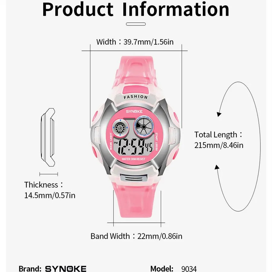 SYNOKE Student Electronic Watch - Waterproof Sports Watch for Children, Glow Multi-Function Digital Watch with 7 Colors Light, Perfect Gift