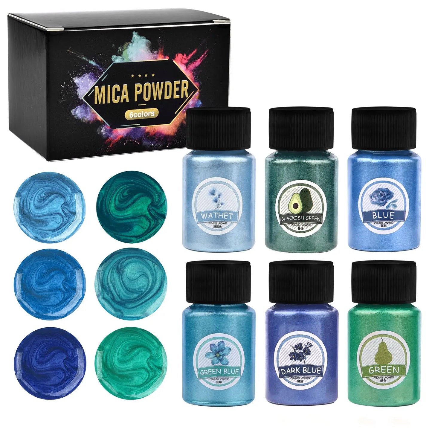 6 Color Pearl Powder Pigment Set for DIY Epoxy Resin, Pearlescent Colorant Dye for Jewelry Making and Mold Accessories