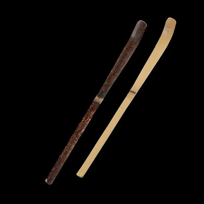 Small Bamboo Tea Sticks – Matcha Spoon, Black Bamboo Wood Tea Shells Leaf Spatula, Handmade Spice Kitchen Tool Teaware