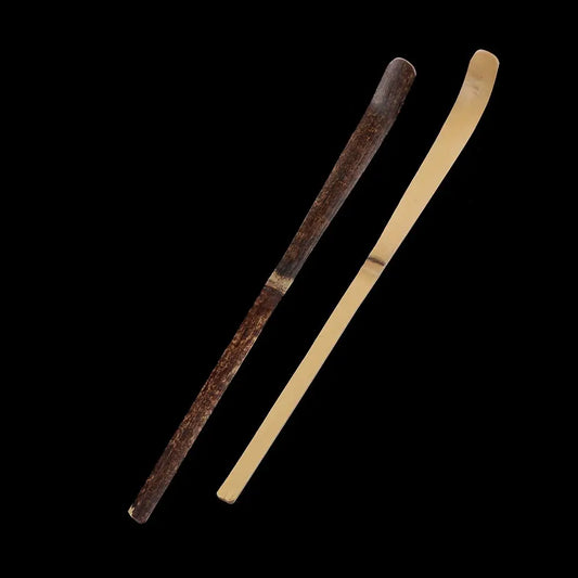Small Bamboo Tea Sticks – Matcha Spoon, Black Bamboo Wood Tea Shells Leaf Spatula, Handmade Spice Kitchen Tool Teaware