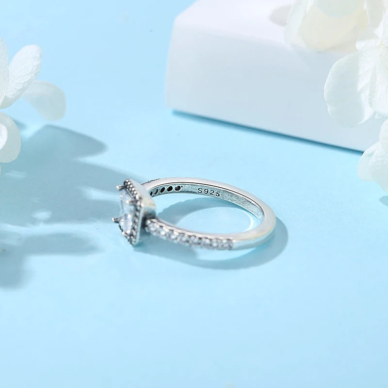 925 Sterling Silver Women’s Ring – Crown, Heart & Wishbone Design with Crystal, Rose Gold Engagement & Wedding Jewelry