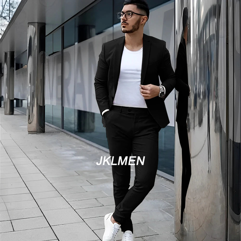 Gray Men’s 2 Piece Suit - Summer Casual Blazer & Pants Set for Wedding, Formal Events and Groom Style XS-5XL