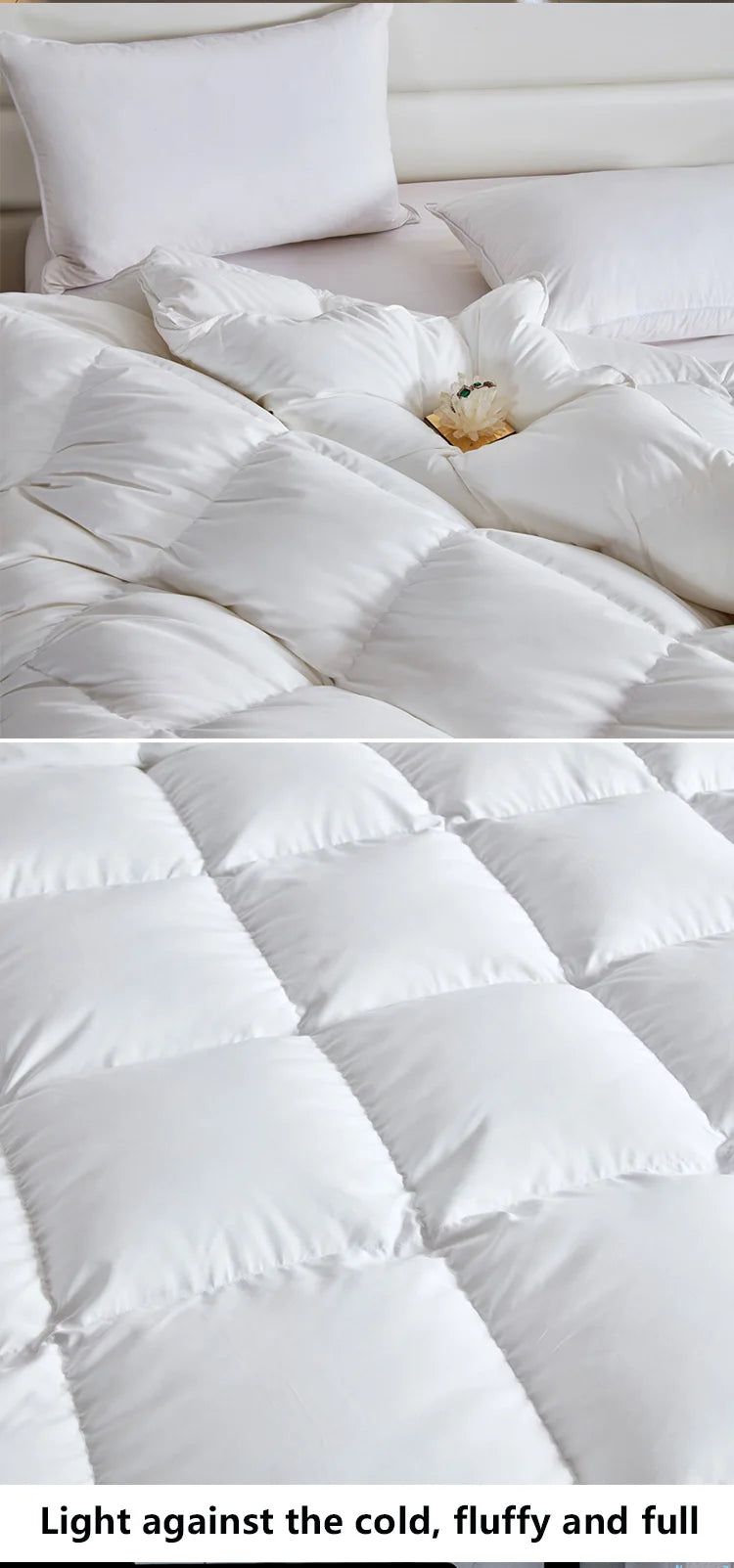 KDJEIKZ Winter Cotton Goose Down Quilt – Five-Star Hotel Duvet, Super Soft & Fluffy for Queen, King & Full Size, All-Season Blanket