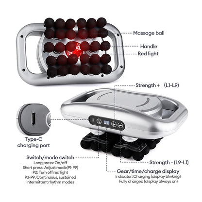 48-Head Body Massage Gun — High-Frequency Vibration Fascia Massager for Neck, Back, Waist, Thigh & Shoulder Muscle Relief