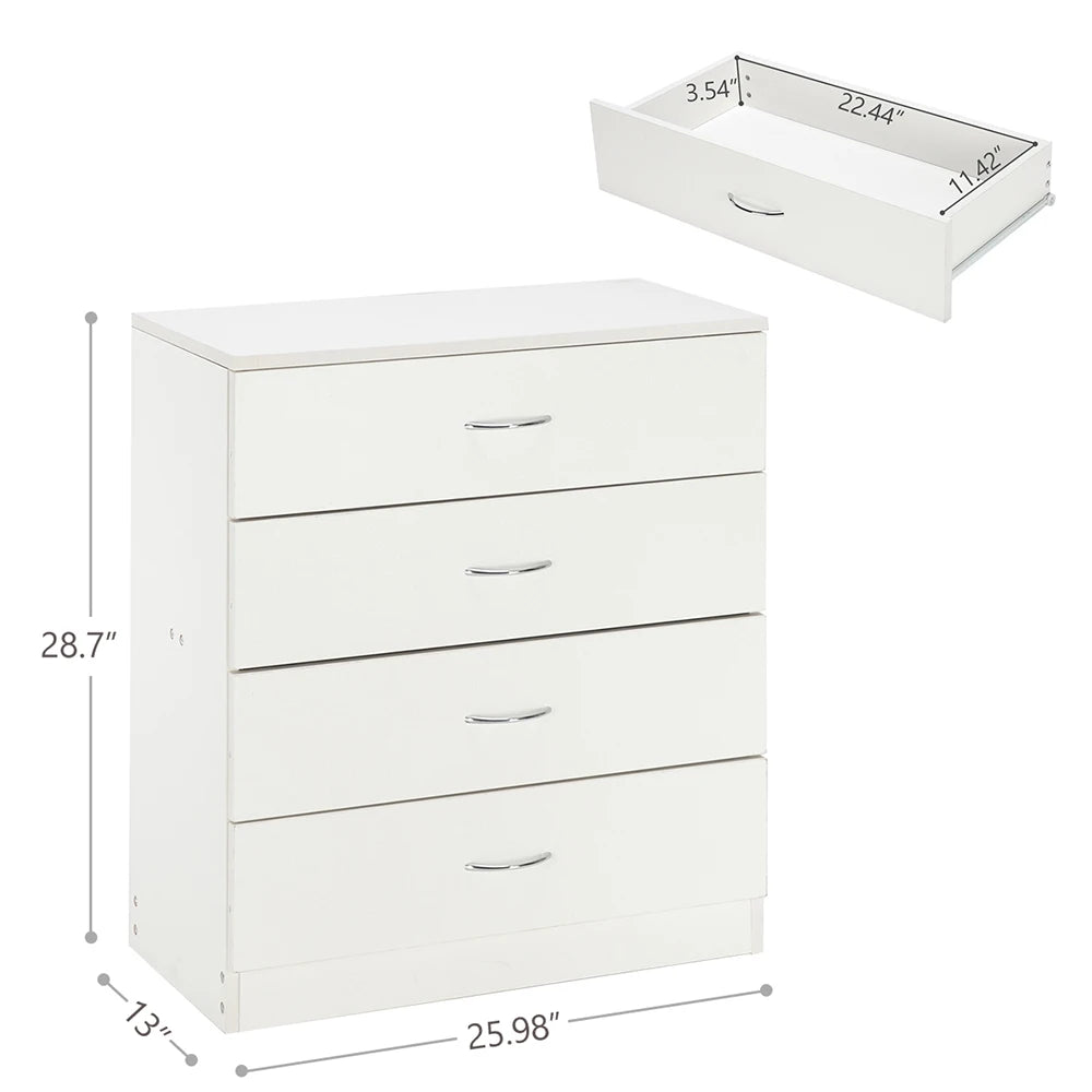 Modern Simple White 4-Drawer Dresser – Minimalist Storage Furniture