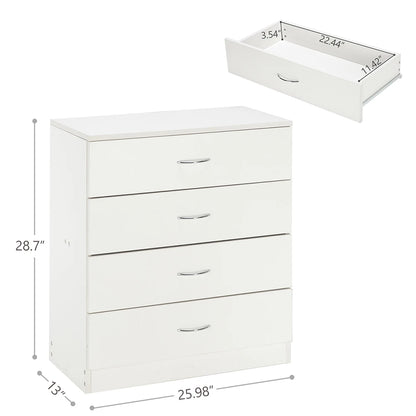 Modern Simple White 4-Drawer Dresser – Minimalist Storage Furniture
