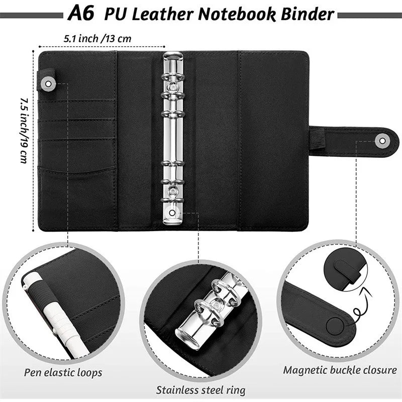 A6 Budget Binder Planner: 6-Hole Notebook Wallet with 8 Zipper Envelopes - Save Money Organizer & Cash System