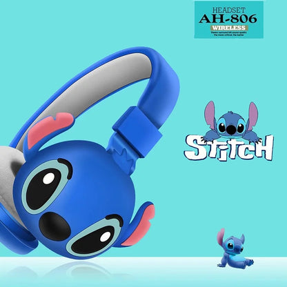 Disney Stitch AH-806 Wireless Bluetooth Headphones – HIFI Stereo Foldable Headset with Mic, Anime Cartoon Kids Birthday Gift