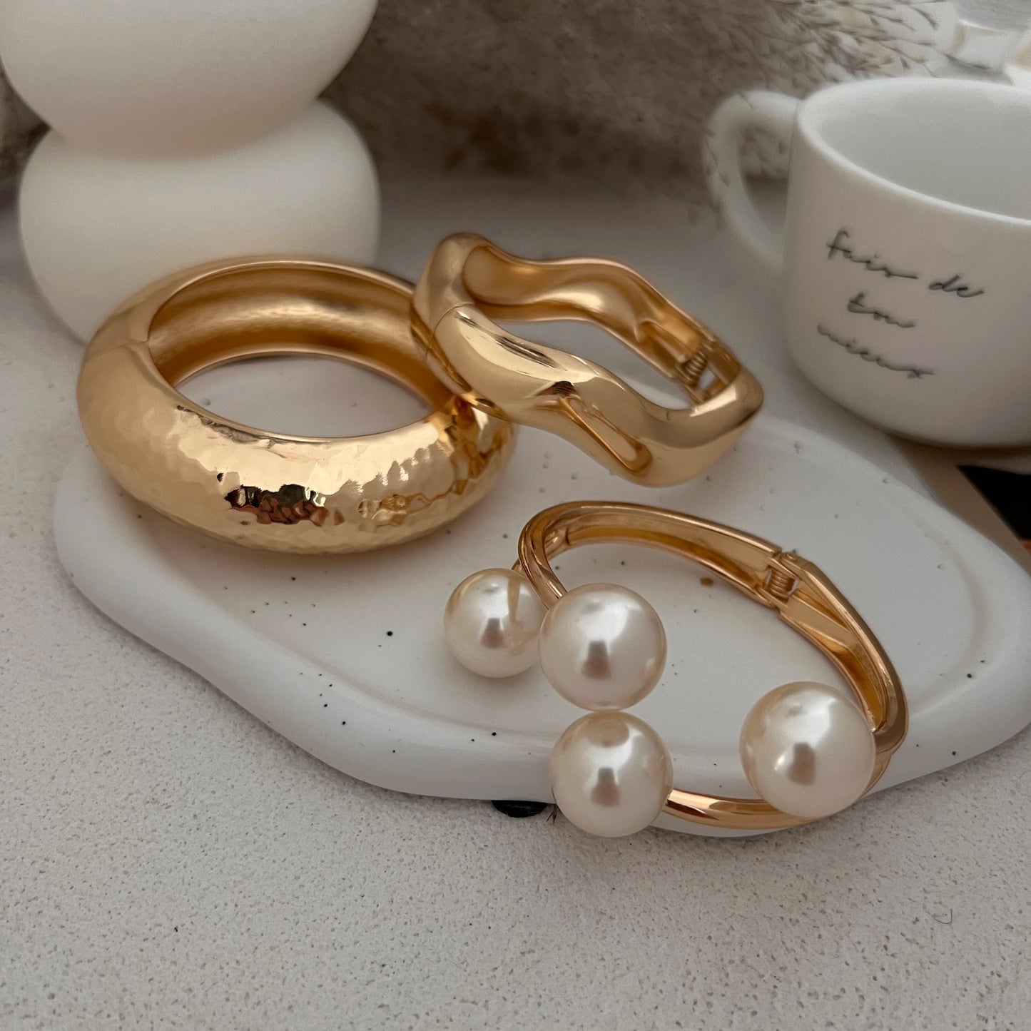 Ingemark Chunky Pearl Cuff Bracelet – Punk Heavy Metal Steampunk Bangle for Women & Men 2025