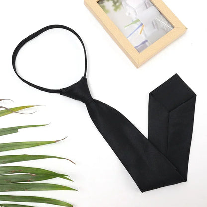 Unisex Black Clip-On Tie – Simple Security Necktie for Uniforms, Suits, Students & Funerals