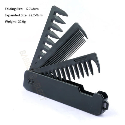 Newest 1/2/3-in-1 Portable Folding Comb – Wide Tooth Barber Clipper, Mini Beard & Hair Combing Styling Tool