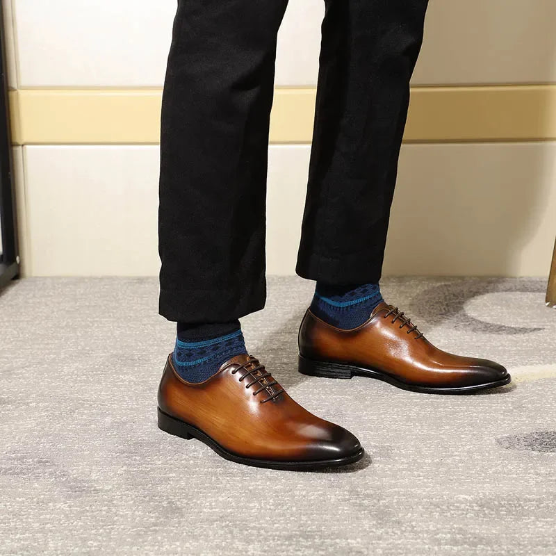 Designer Genuine Leather Men’s Wholecut Oxford Shoes – Luxury Black & Brown Dress Shoes for Business & Formal Wear