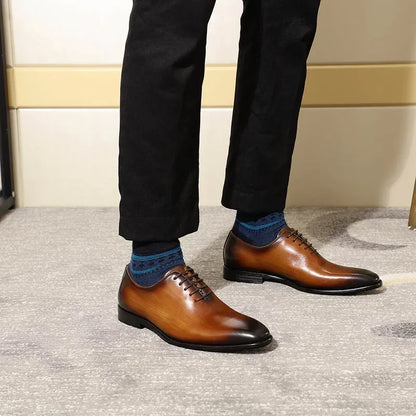 Designer Genuine Leather Men’s Wholecut Oxford Shoes – Luxury Black & Brown Dress Shoes for Business & Formal Wear
