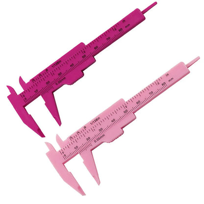 Rose Pink 0-80mm Double Scale Sliding Gauge - Permanent Makeup & Tattoo Measuring Tool for Eyebrow and Lip Lines