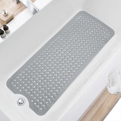 Non-Slip Bath Mat 40×16 Inch – Extra Large Machine Washable Bathtub & Shower Mat with Drain