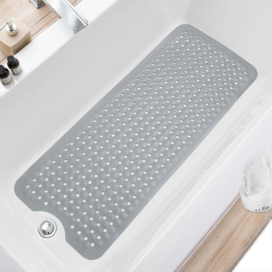 Non-Slip Bath Mat 40×16 Inch – Extra Large Machine Washable Bathtub & Shower Mat with Drain