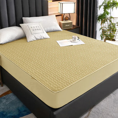 Waterproof Mattress Protector - Soft Breathable Fitted Bed Cover with Washable Printed Bedding Protection