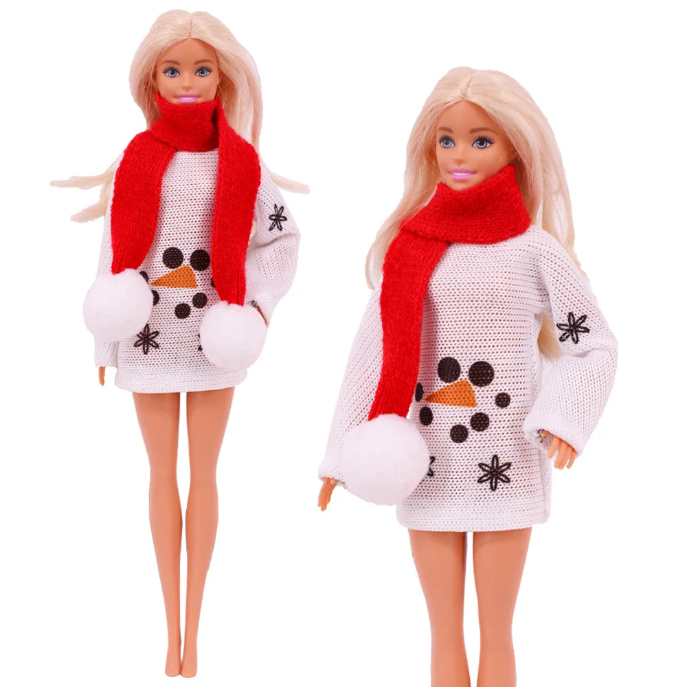 Doll Christmas Sweater & Scarf – 11.8 Inch 1/6 BJD Doll Clothes Accessories for Girls