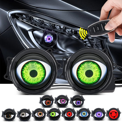 3-Inch Devil's Eye LED Headlight Lens Kit - 12V Dynamic Car Retrofit Lights with Remote Control