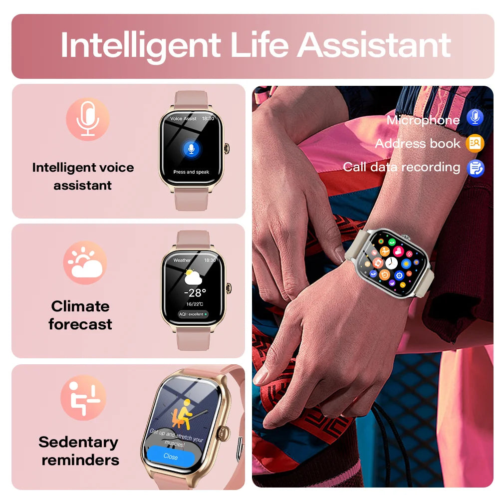 LAXASFIT 2025 Smartwatch – Bluetooth Call, Message Reminder, 24-Hour Health Monitoring, Fitness Smart Watch Gift for Men & Women