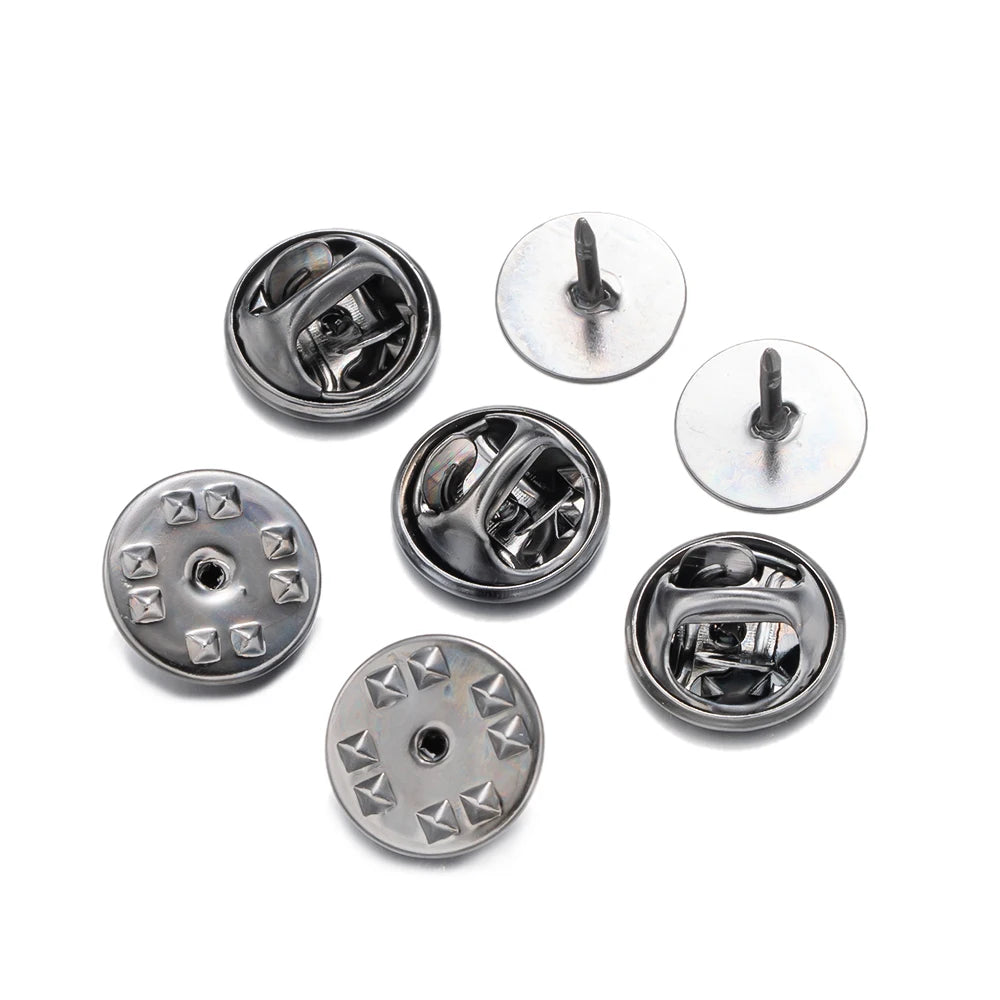 50-Set Brooch Pin Holders – Tie, Hat & Badge Backings with Flat Base & Butterfly Clasp for DIY Jewelry Findings