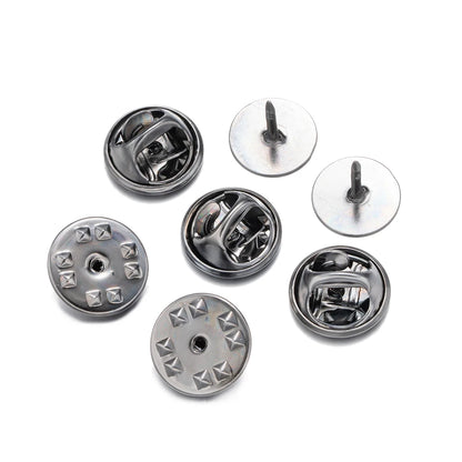 50-Set Brooch Pin Holders – Tie, Hat & Badge Backings with Flat Base & Butterfly Clasp for DIY Jewelry Findings