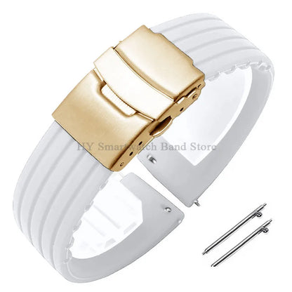 Quick Release Silicone Watch Strap 18–24mm – Sport Rubber Band for Huawei Watch GT2/3/4, Omega, Seiko, Fossil