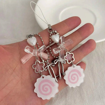 Y2K Acrylic Flower Bowknot Keychain - Cute Love Bag Pendant Charm for Backpack Phone & Fashion Accessories