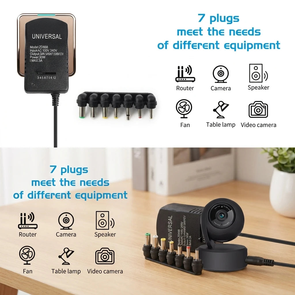 Adjustable Voltage Power Adapter - AC 220V to DC 3V-12V Universal Charger Converter for Electronics