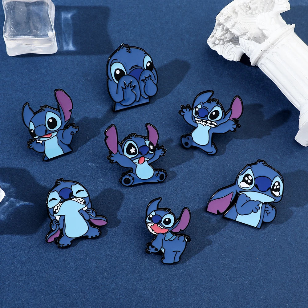 7 Pcs Lilo & Stitch Enamel Pins Set | Creative Stitch Brooches for Backpacks, Clothing & Accessories