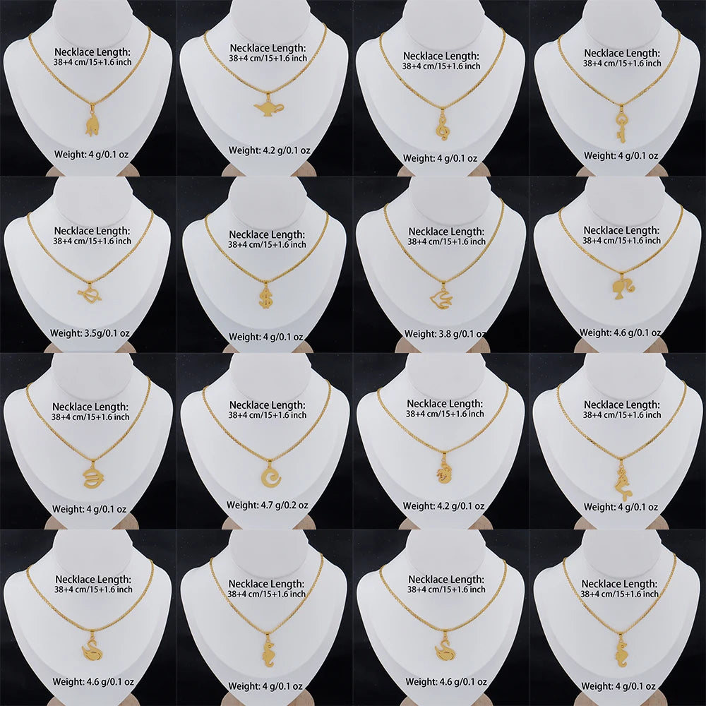 Luxury Gold Stainless Steel Letter Necklace – Minimalist Women’s Jewelry for Daily Wear & Gift