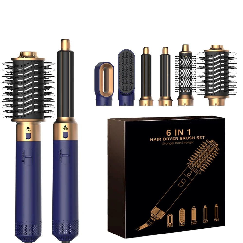 6-in-1 Hair Dryer Brush – Detachable Airflow Comb Curler with Heat Control for Straightening & Smooth Hair Styling