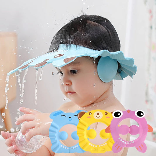 Baby Shower Hair Wash Cap - Adjustable Soft Ear Protection Hat for Kids Bath Time