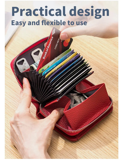 Genuine Leather RFID Short Wallet – Cowhide Card Holder Mini Coin Purse & Key Pouch for Men and Women