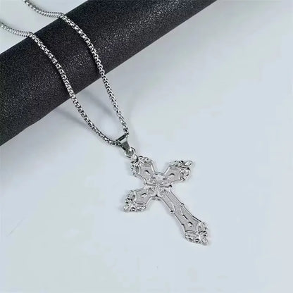 European & American Retro Gothic Cross Necklace – Unisex Hip-Hop Fashion Pendant for Men & Women, Street Style Trendsetter Jewelry Accessory