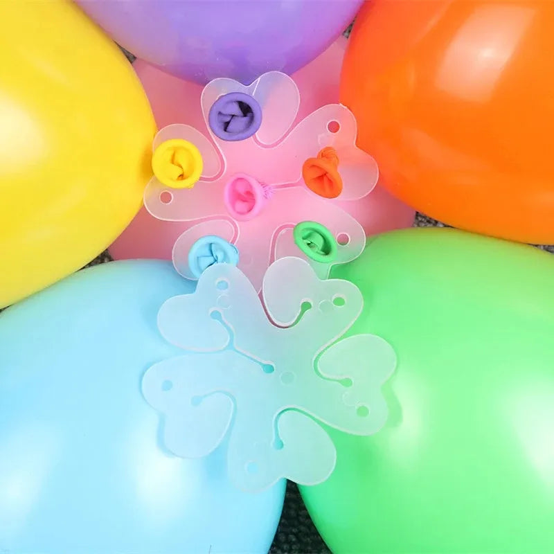 Flower Shape Balloon Clips - Plastic Decoration Accessories for Baby Shower, Wedding, Birthday Party, Plum Clip for Globos Balloons