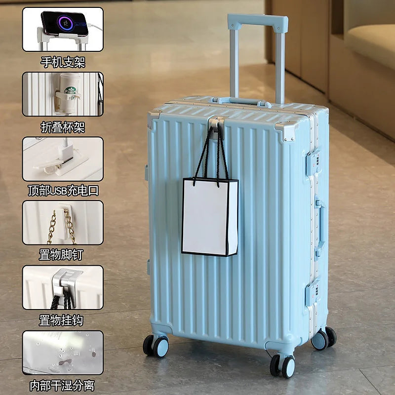 Multifunctional Large Capacity Suitcase – Universal Wheel Trolley with Password Lock for Men, Women & Students