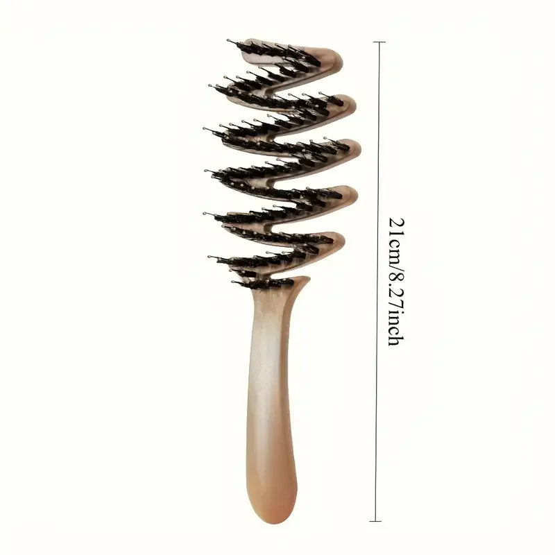 Long-Handle Bristle Hair Brush - Anti-Static Volumizing Comb for All Hair Types