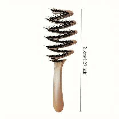 Long-Handle Bristle Hair Brush - Anti-Static Volumizing Comb for All Hair Types