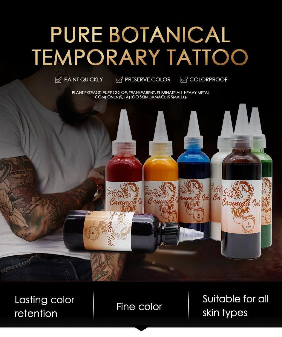 8-Color Airbrush Paint for Temporary Tattoos – 100ml Waterproof Body Art & Semi-Permanent Makeup