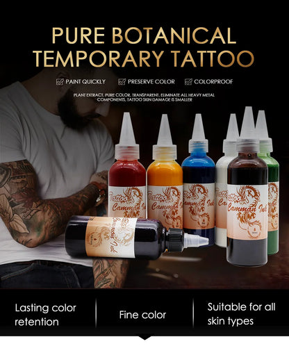 8-Color Airbrush Paint for Temporary Tattoos – 100ml Waterproof Body Art & Semi-Permanent Makeup