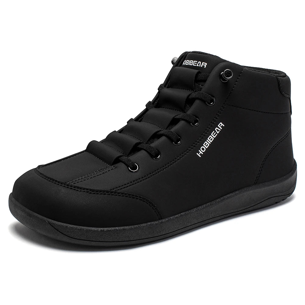 HOBIBEAR Mid-Top Barefoot Shoes — Wide-Toe Ankle Boots for Men & Women, Outdoor Non-Slip Artificial Leather Shoes