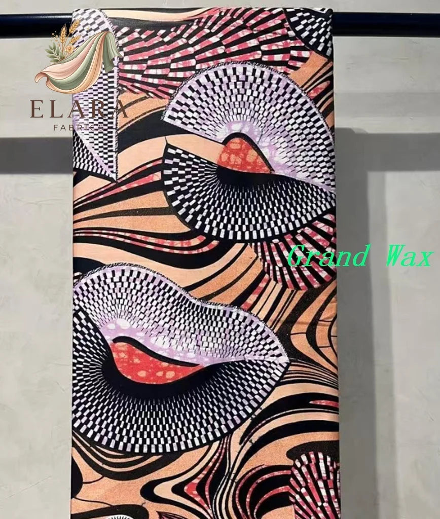 African Golden Glitter Wax Fabric - Soft Cotton Ankara Batik Print Material for Uniforms