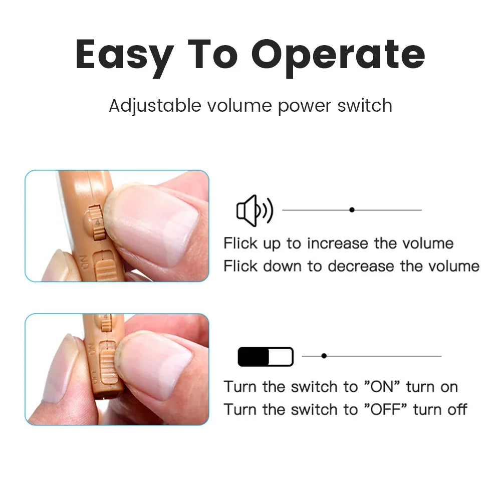 Portable Rechargeable Hearing Aid - Magnetic Sound Amplifier for Elderly Ears - Aid for the Deaf