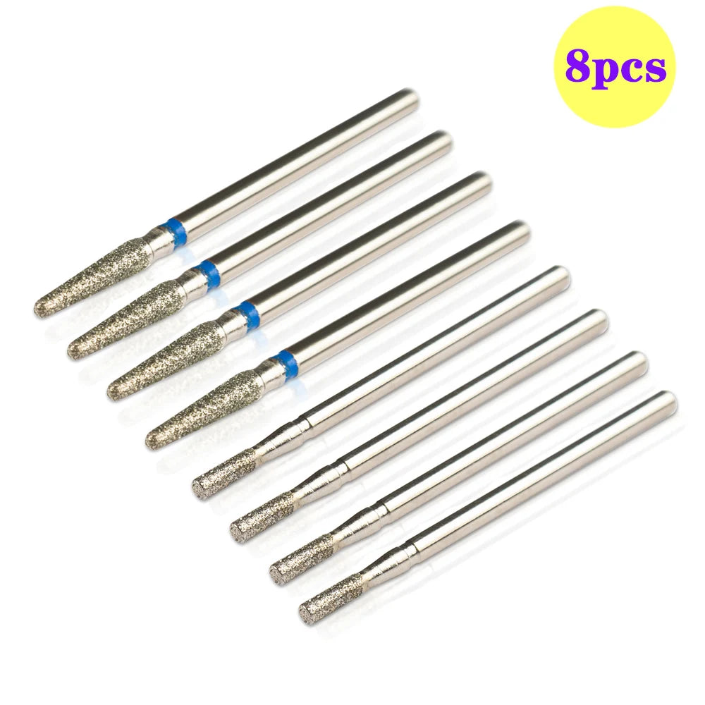8pcs Diamond Nail Drill Bit Set - Rotary Electric Milling Cutters for Pedicure, Manicure, Cuticle Burr & Nail Tools Accessories