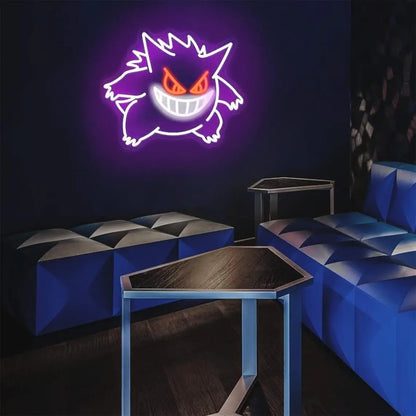 Gengar LED Neon Sign — Dimmable USB Wall Light for Gaming Room & Anime Fans